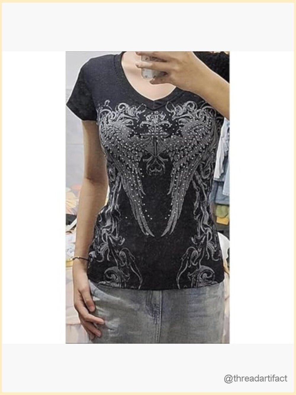 Y2K Grunge T-Shirt Women Vintage Streetwear Goth Emo Tee Short Sleeve Crop Top - Picture 6 of 7
